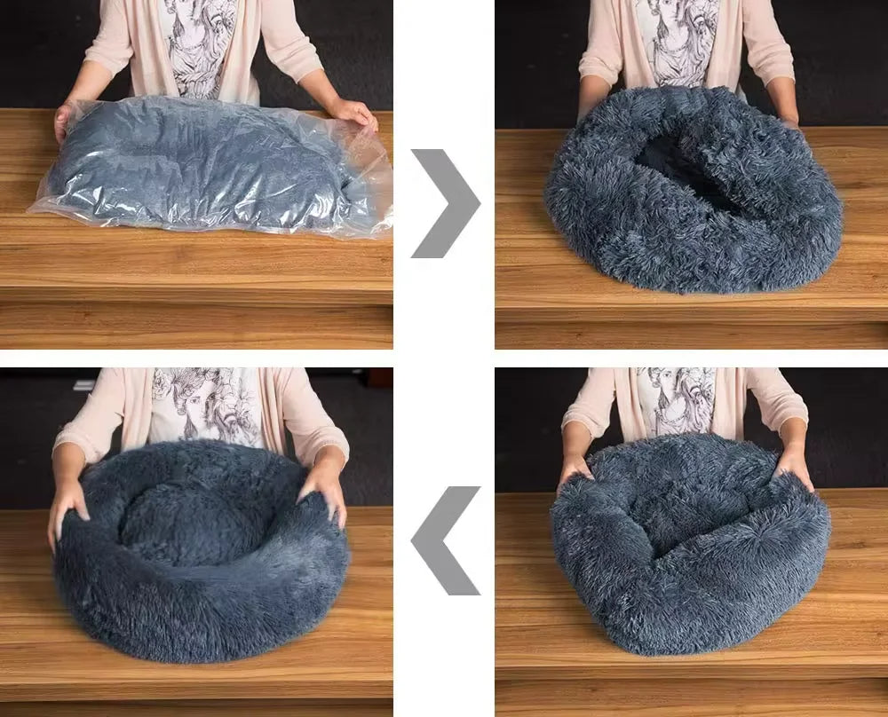 PawfectFriend Luxurious Plush Calming Bed for Dogs and Cats - 80cm Pink